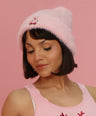 Fuzzy Pom Pom Beanie in Pink