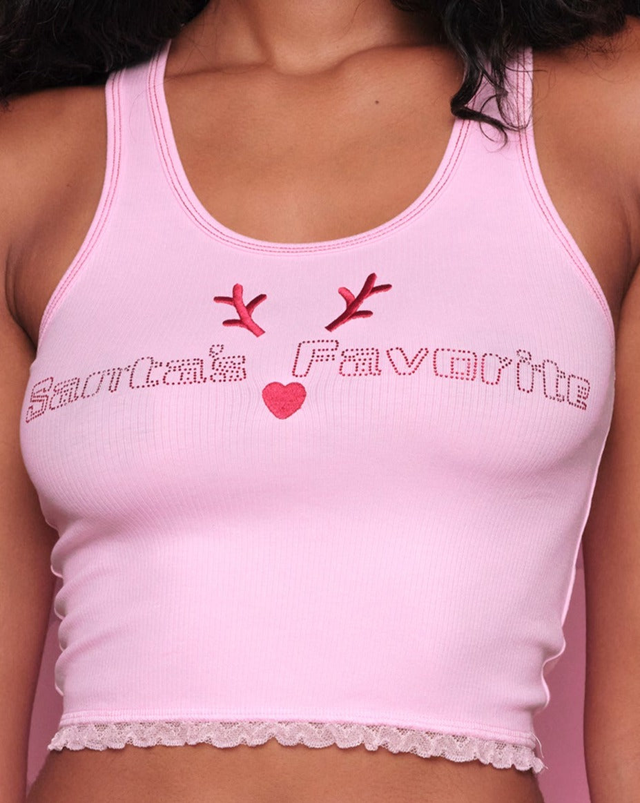 Santa's Favorite PJ Tank in Pink