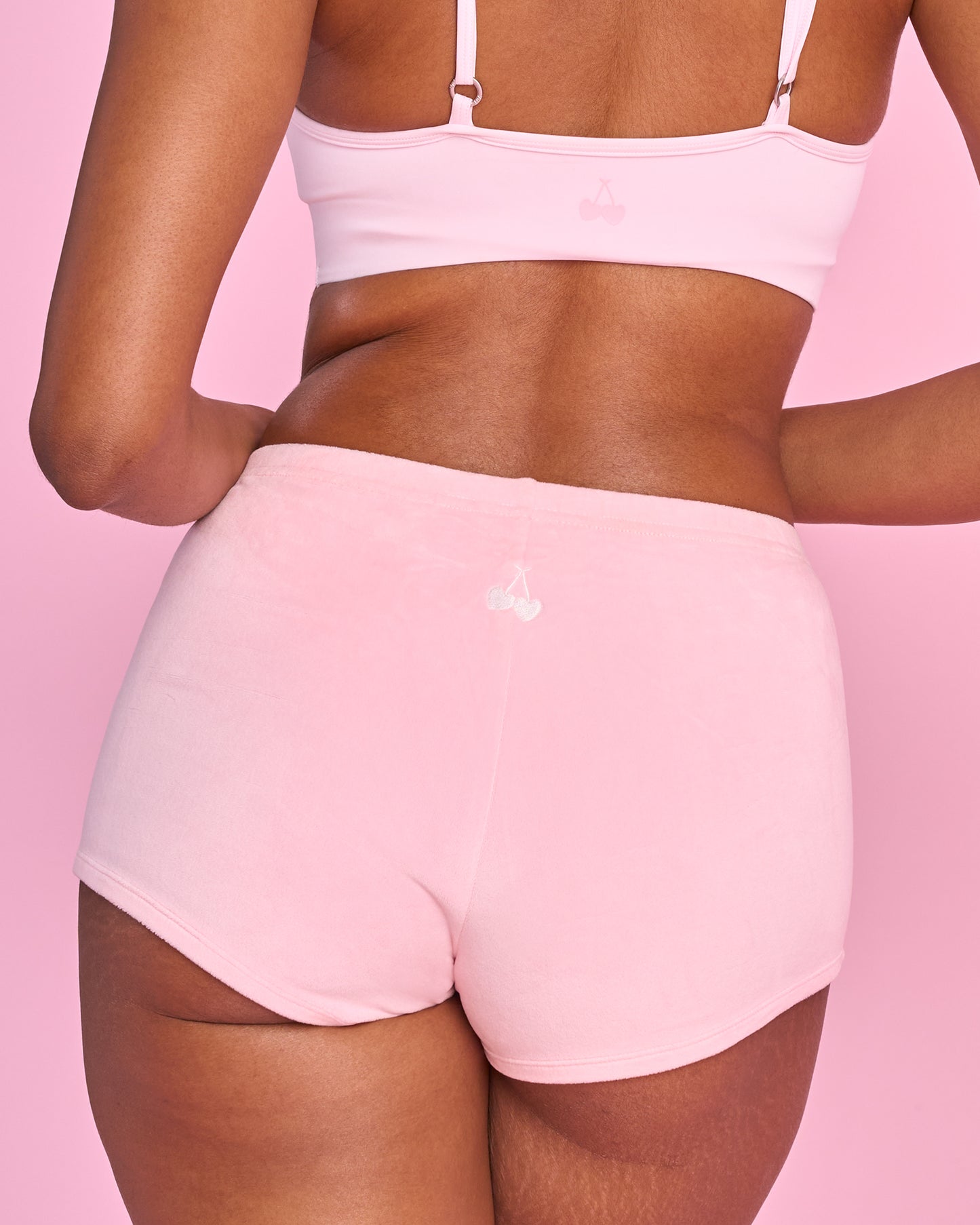 Velour Mini Shorts in Pink