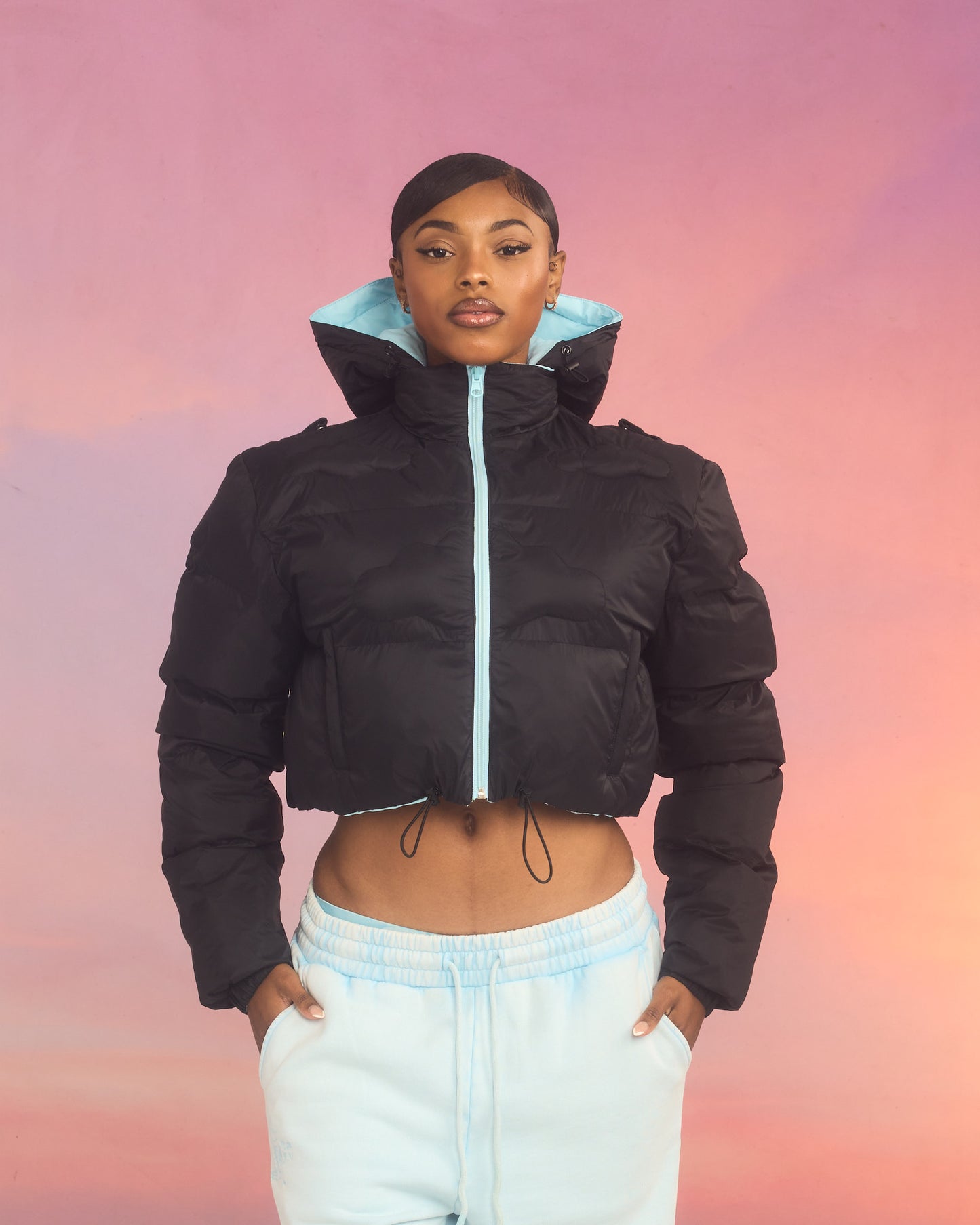 Reversible Cloud Cropped Puffer Jacket