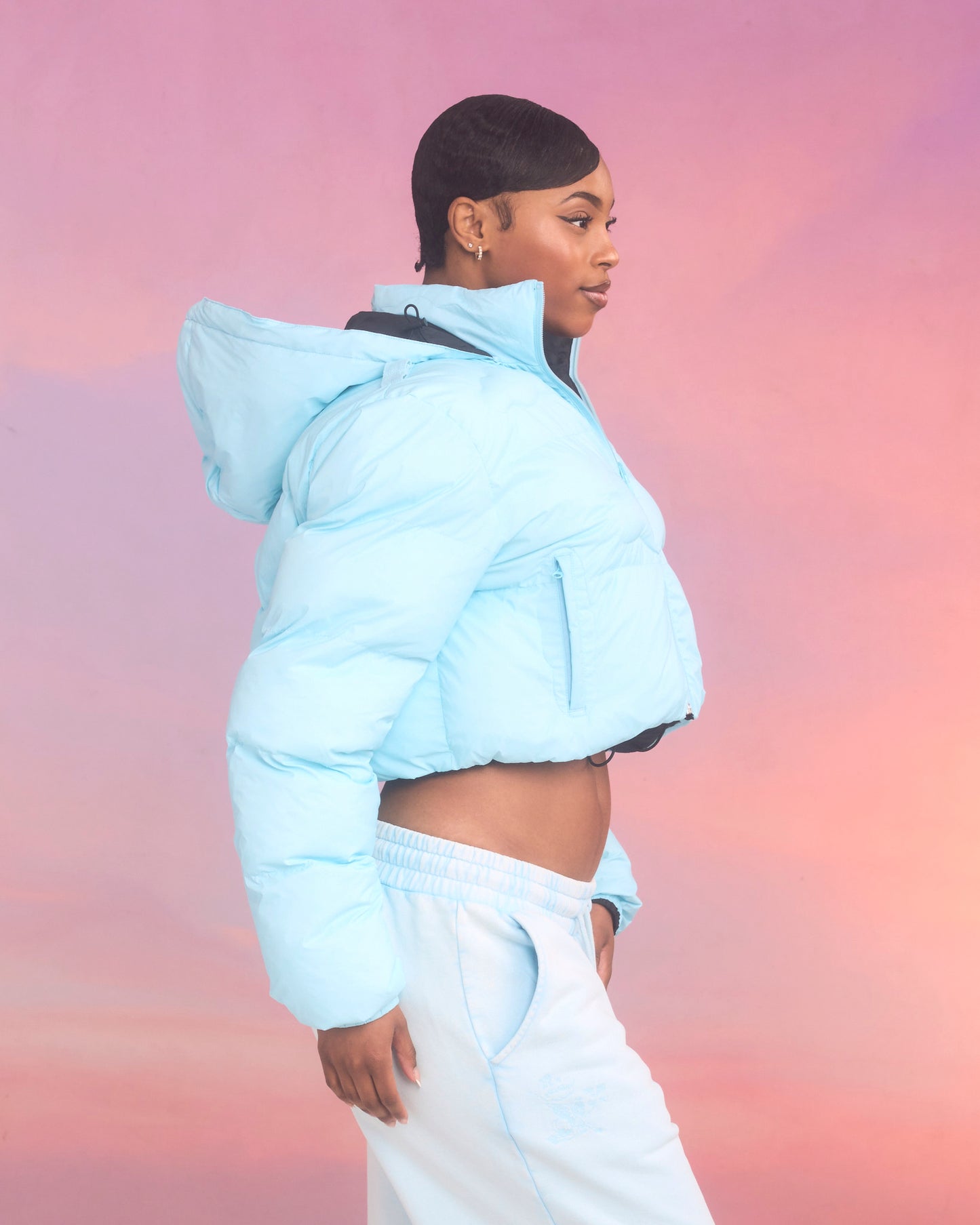 Reversible Cloud Cropped Puffer Jacket