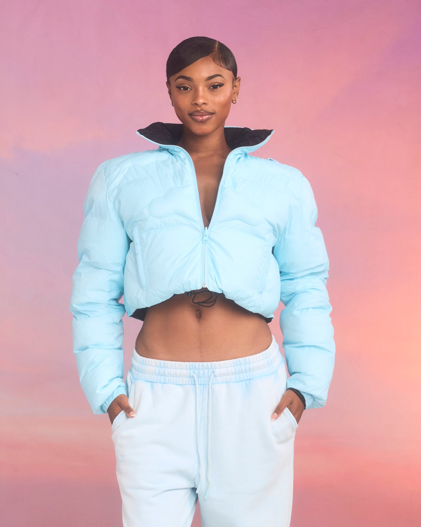 Reversible Cloud Cropped Puffer Jacket