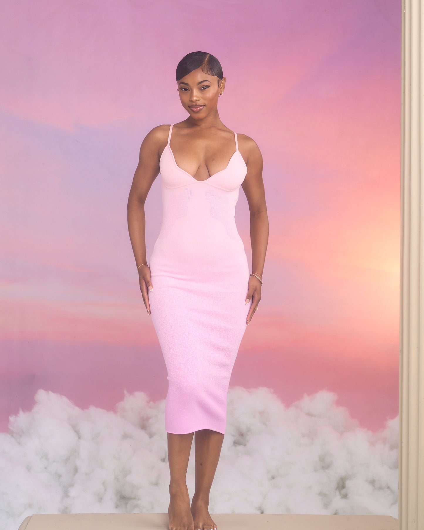 Heaven Midi Dress in Pink