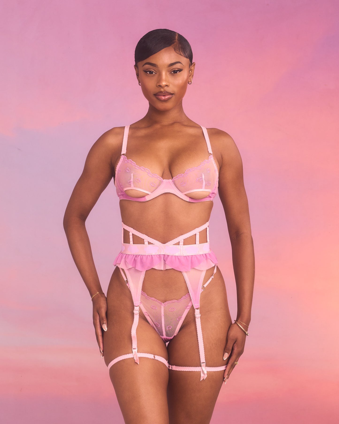 Angel Panty + Garter in Pink