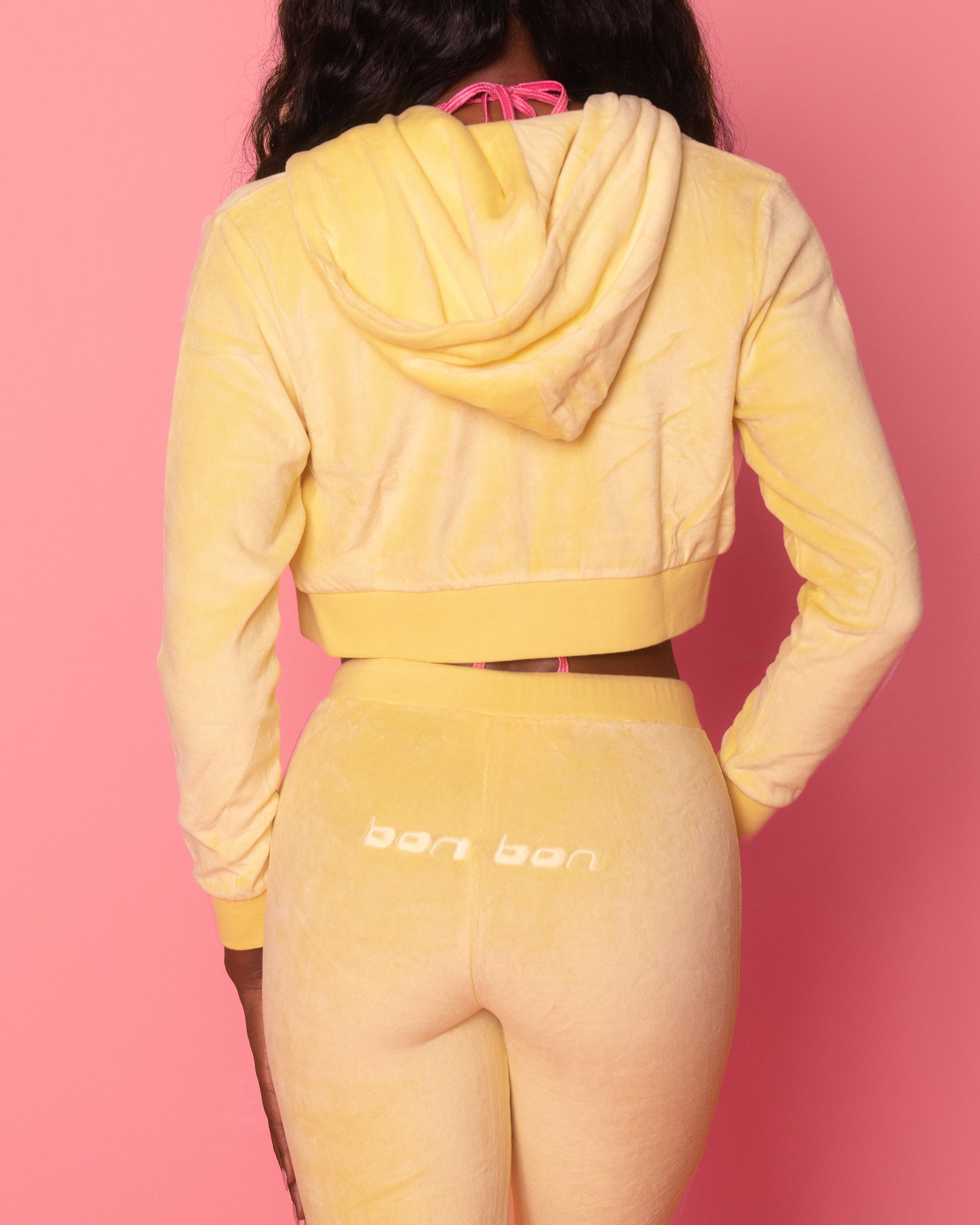 BonBon Crop Hoodie in Yellow